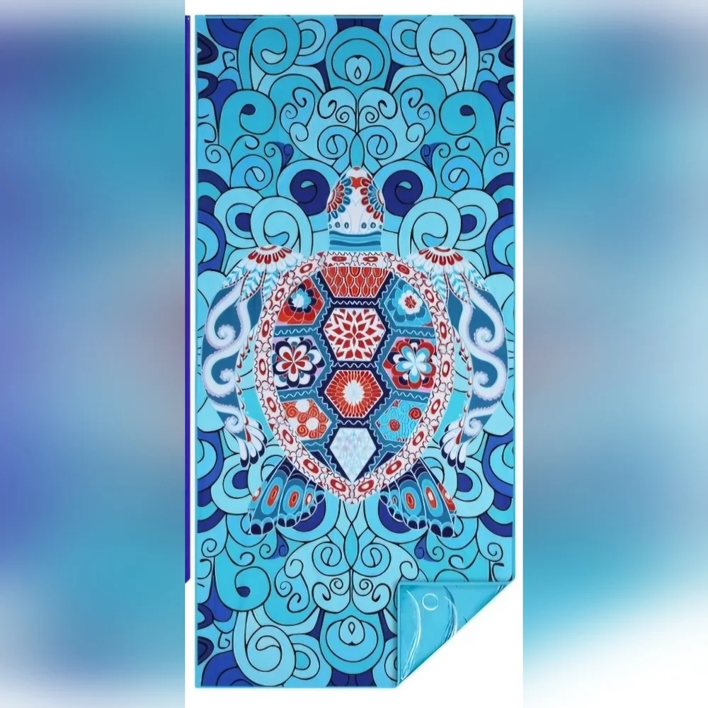 Green Turtle Microfiber Oversized Lightweight Beach Towel NWT